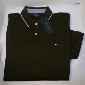 TOMMY HILFIGER MEN'S S/S POLO SHIRT~SZ LRG~BROWN~NWT
